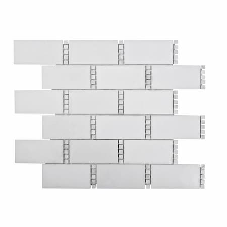 Apollo Tile Sample of White Subway With Dots 11.7"x13" Marble Mosaic Tile APLDC99R02EC14 Sample